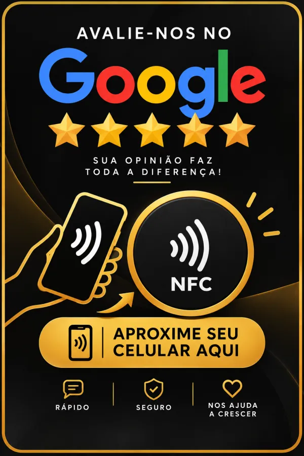 Arte da plaquinha Avalie-nos no Google em preto e dourado