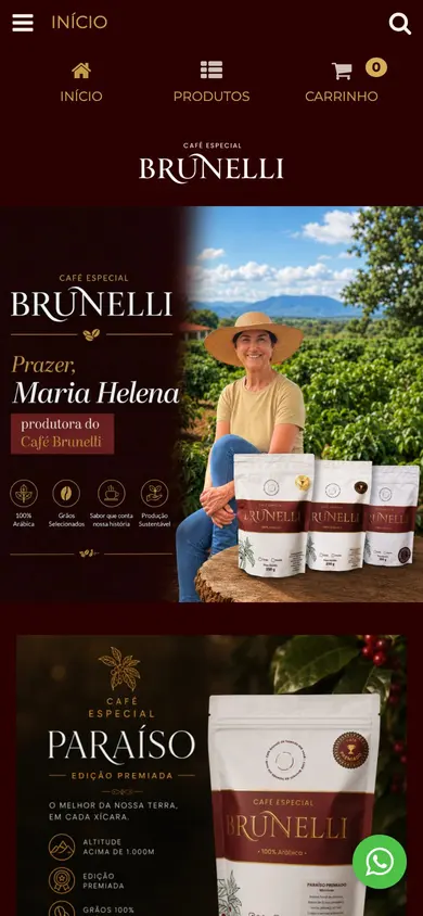 Site Café Brunelli, feito pela Impulso Digital